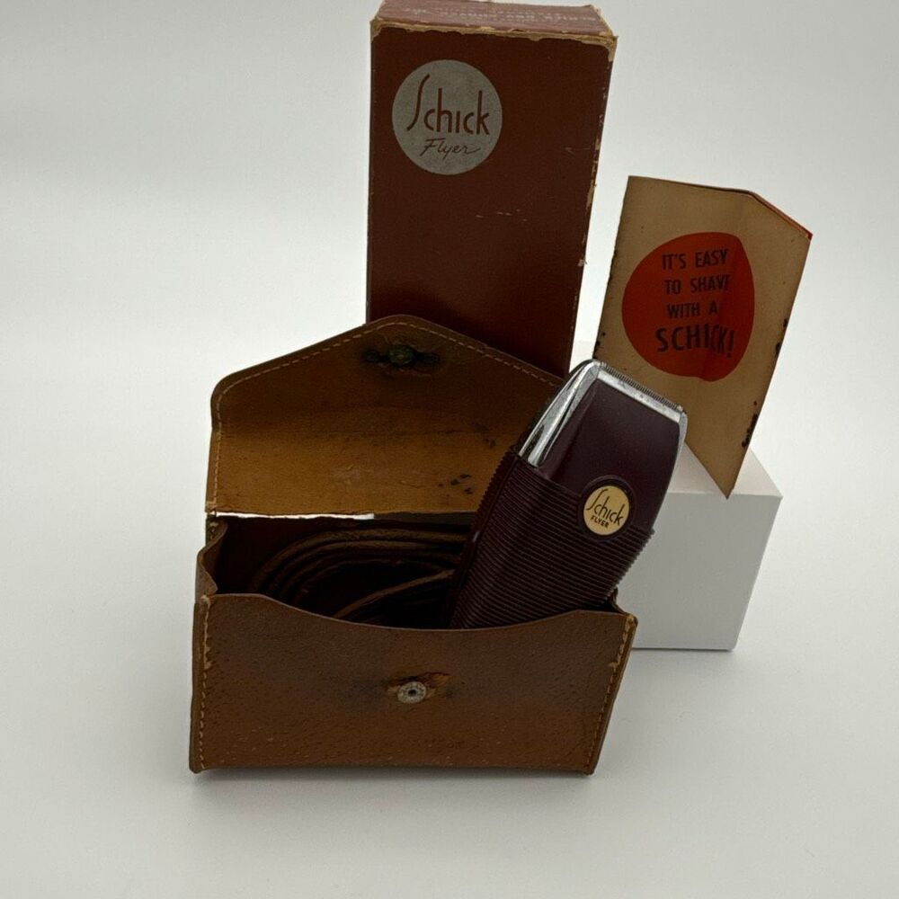1950s Schick Flyer Electric Dry Shaver with Box Case Manual USA Made As Is‎